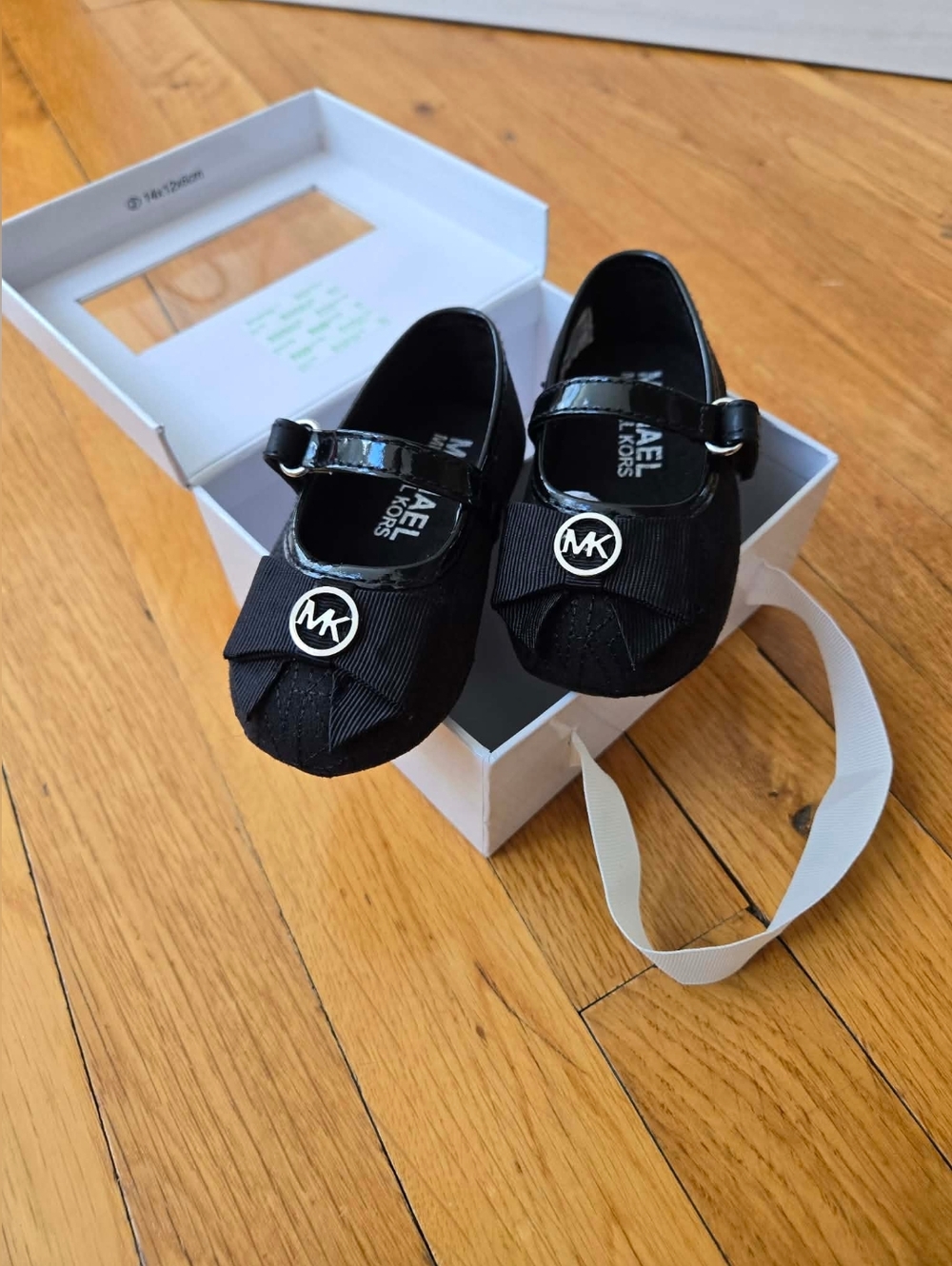 Michael Kors Black Patent Mary Jane Flats with MK Emblem